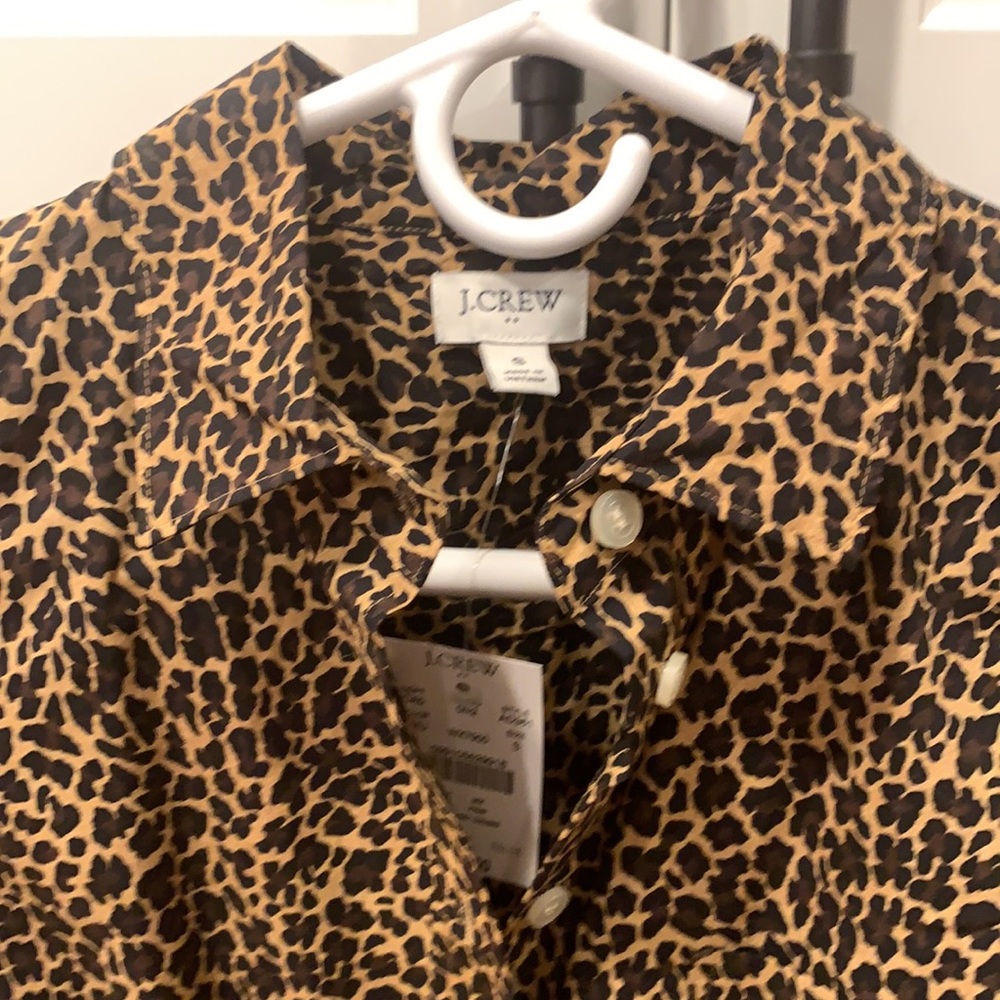 NWT J Crew leopard print long sleeve blouse S